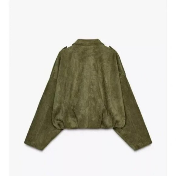 ZARA FAUX SUEDE BOMBER JACKET - Picture 6 of 8